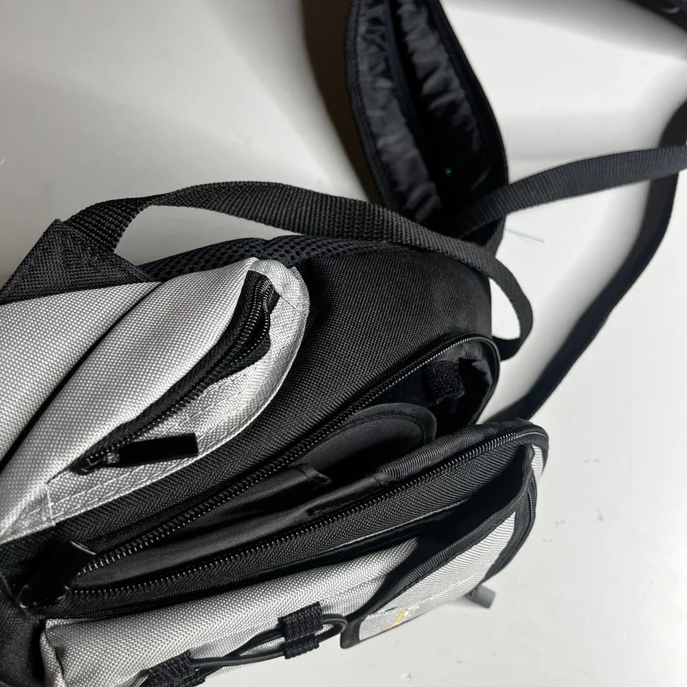 Olympus Camera Sling Bag Black Silver Padded Crossbody Case with Bungee